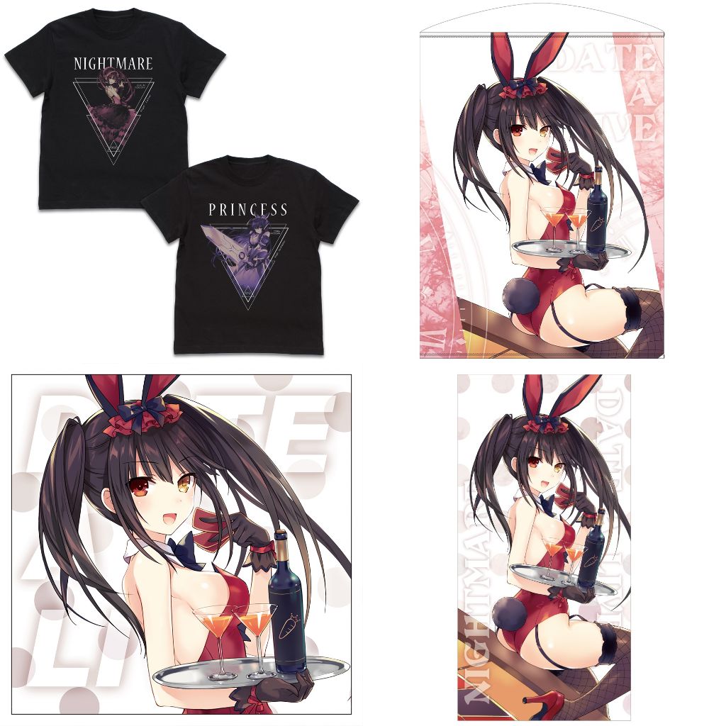 [予約開始]『デート・ア・ライブ』「夜刀神十香」「時崎狂三」のTシャツ、 「バニーガール姿の時崎狂三」の100cmタペストリー、B2タペストリー、クッションカバー、120cmビッグタオルが登場！[コスパ]