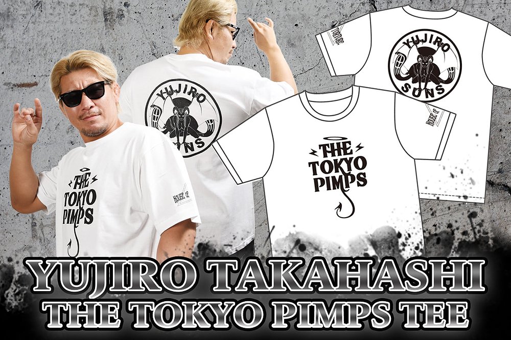 高橋裕二郎「THE TOKYO PIMPS」Tシャツ（ホワイト） [新日本プロレス