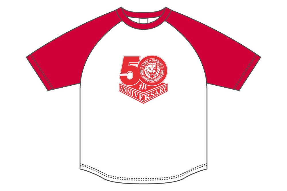 新日本プロレス50周年 ラグランTシャツ（レッド） [新日本プロレス