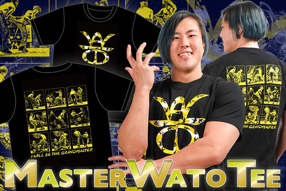 マスター・ワト「WATO」Tシャツ（ブラック×イエロー） [新日本プロレス